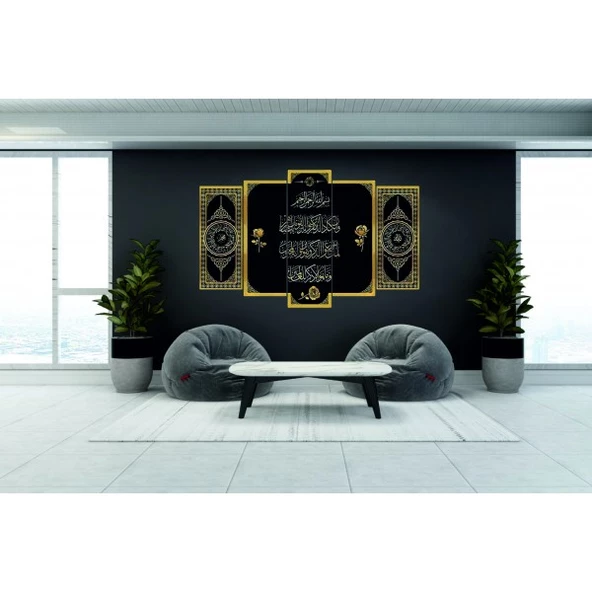 İslami Tablo 5 Parça Akrilik 3mm 05 126x90 cm