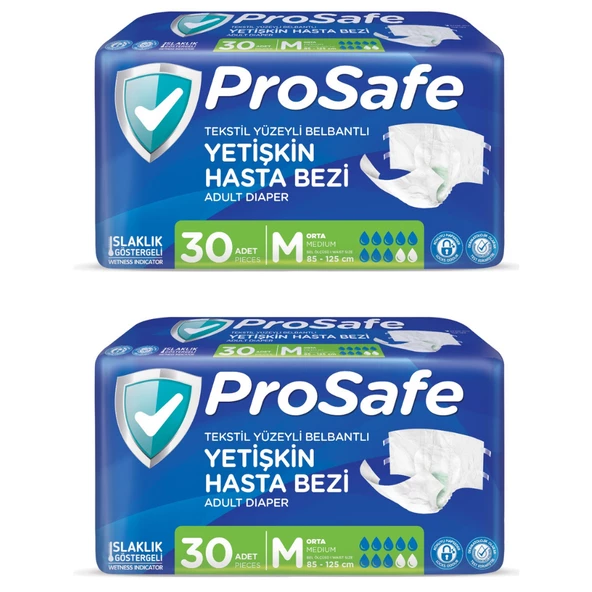 Prosafe Belbantlı Orta Boy M 30'lu 2 Adet Hasta Bezi
