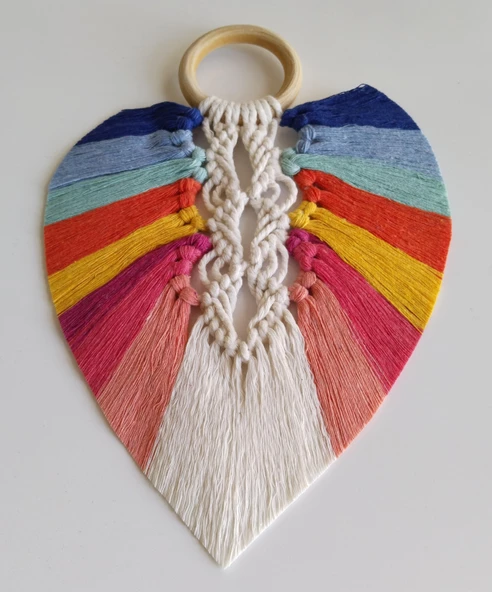 Yedi Çakra Renklerinde Yaprak Makrome Duvar Dekoru - Resim 3