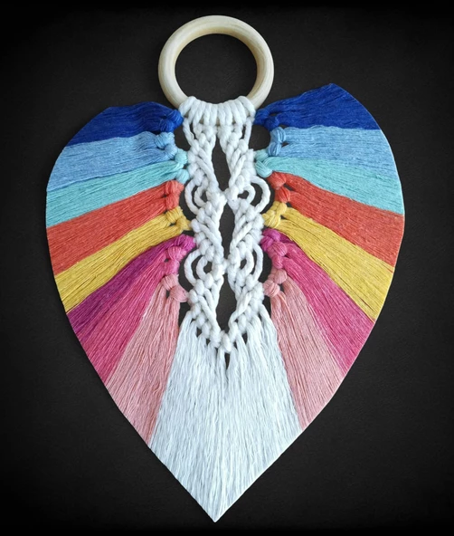 Yedi Çakra Renklerinde Yaprak Makrome Duvar Dekoru - Resim 2