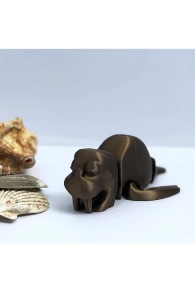 3d Hareketli Deniz Aygırı / Mors Figürlü Oyuncak - Altın Kahve - 7