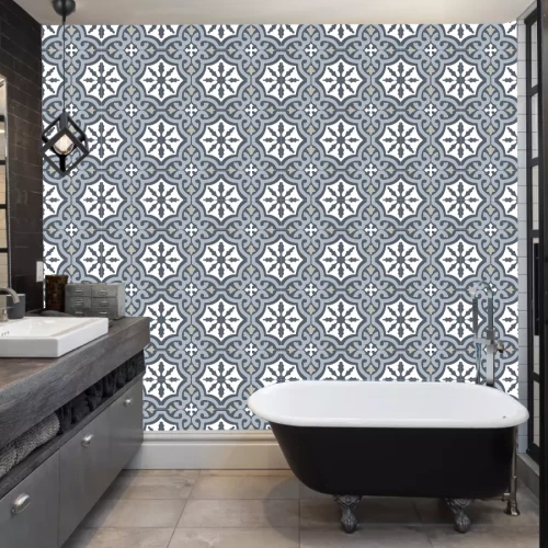 DecoHandy  Pvc Duvar Karosu 30x30cm 4'lü Paket - Çini Desen  0,36m2 - 2