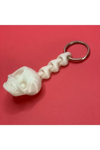 3D Kuru Kafa Anahtarlık - Beyaz - Resim 4