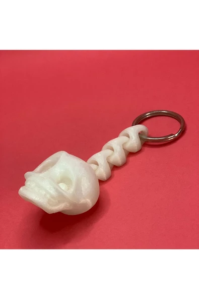 3D Kuru Kafa Anahtarlık - Beyaz - Resim 6