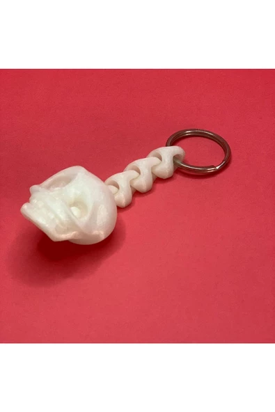 3D Kuru Kafa Anahtarlık - Beyaz - Resim 2