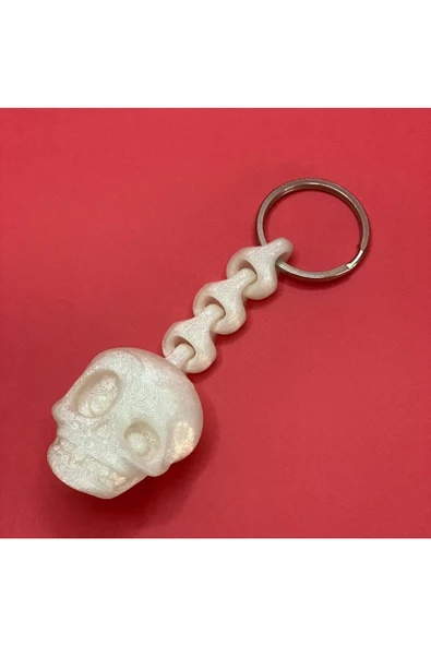 3D Kuru Kafa Anahtarlık - Beyaz - Resim 3