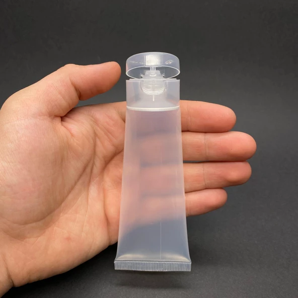 Şeffaf Boş Krem Tüpü 50ml , Fliptop Kapaklı Merhem Tüpü ,  Şeffaf Lipgloss Tüp 50 ml x 3 Adet
