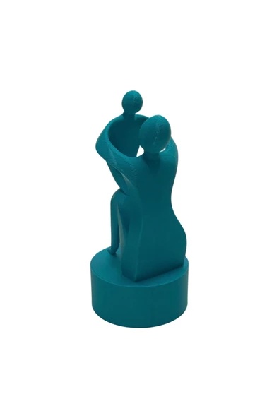 3D Anne ve Çocuk Figür - Mavi - 6