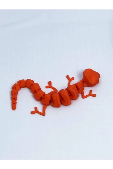 3d Hareketli Bukalemun Figürlü Oyuncak - Koyu Turuncu - Resim 7