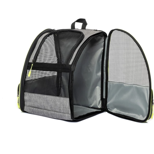 Brave Paws Piramit Model Kedi Köpek Çantası Yıkanabilir Hava Alan Plastik Fileli (GRİ) - 4