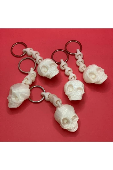 3D Kuru Kafa Anahtarlık - Beyaz - Resim 7