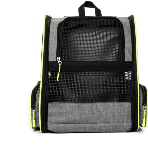 Brave Paws Piramit Model Kedi Köpek Çantası Yıkanabilir Hava Alan Plastik Fileli (GRİ)