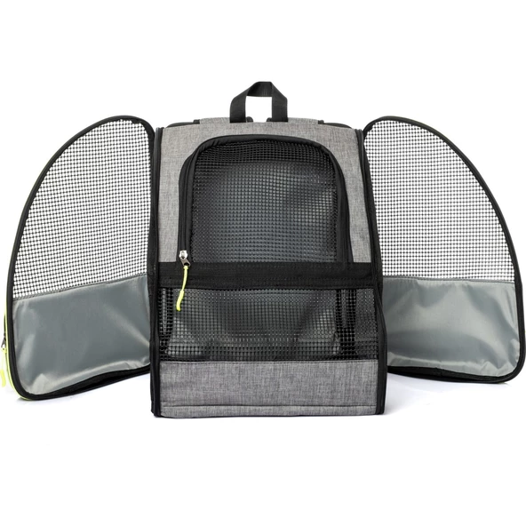 Brave Paws Piramit Model Kedi Köpek Çantası Yıkanabilir Hava Alan Plastik Fileli (GRİ) - 5