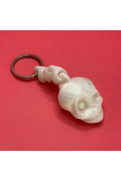 3D Kuru Kafa Anahtarlık - Beyaz - Resim 5