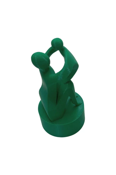3D Anne ve Çocuk Figür - Yeşil - 3