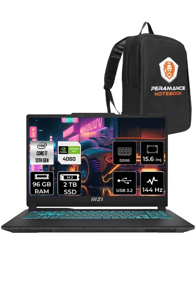 MSI Cyborg 15 i7-13620H 96GB 2TB SSD RTX4060/8GB 15.6" FHD 144HZ FDOS A13VF-893XTR & PER4 ÇANTA