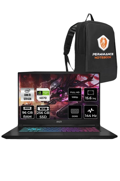 MSI Katana 15 i9 13900H 96GB 256GB SSD RTX4070/8GB 15.6" FHD 144HZ FDOS B13VGK-1469XTR & PER4 ÇANTA