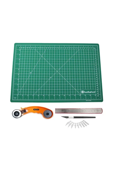 hodbehod A2 Yeşil 60x45cm Çift Taraflı Kesim Altlığı Hobi Cutting Mat Set