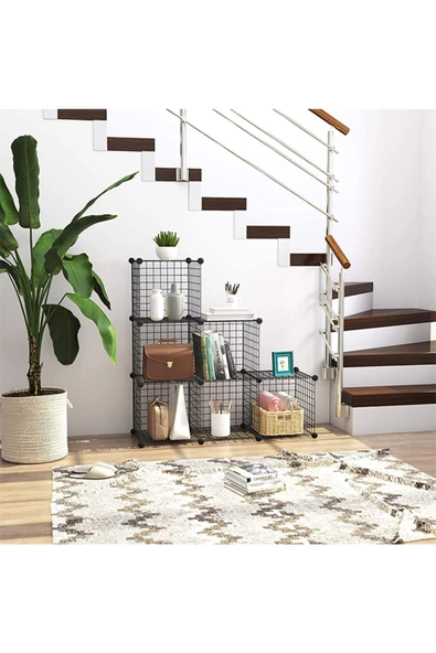 hodbehod 6 Bölmeli Portatif Çok Amaçlı Metal Tel Dolap Raf Organizer - 3