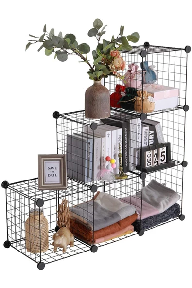 hodbehod 6 Bölmeli Portatif Çok Amaçlı Metal Tel Dolap Raf Organizer