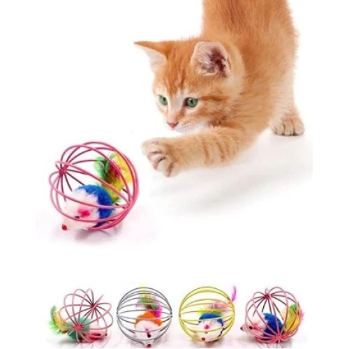 KAFESLI FARELI KEDI KÖPEK OYUN TOPU - 3