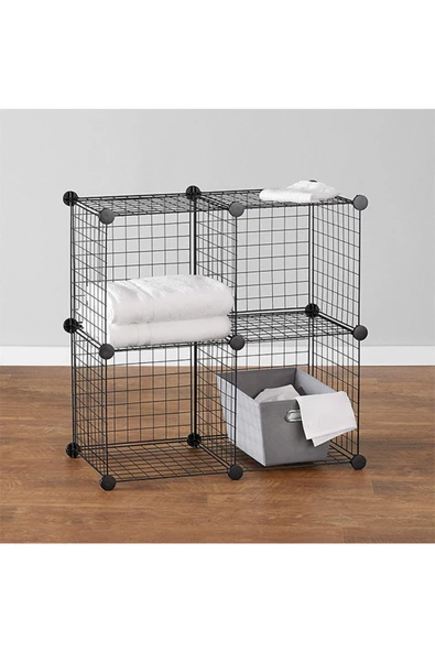 hodbehod 4 Bölmeli Metal Ayakkabı Dolabı Çok Amaçlı Raf Organizer - 2