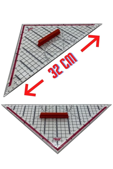 Artus Tedarik Üçgen Geoderik Cetvel 32 Cm Ekstra Tutuculu Ölçekli