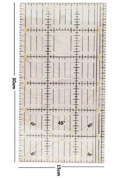 hobi market art Terzi Modelist Patchwork Kırkyama Cetveli 15x30cm - 3