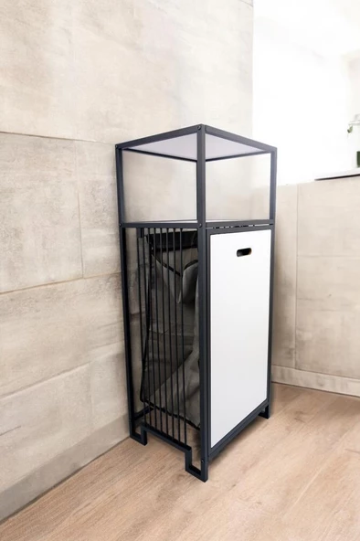 Digithome Metal Kirli Sepetli 2 Raflı Çok Amaçlı Banyo Düzenleyici Raf Organizer Siyah-Beyaz – MRS-010 C1-1-369 - 5