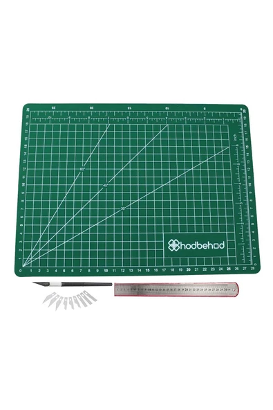 hodbehod A3 45x30cm Yeşil Hobi Kesim Altlığı Çift Taraflı Cutting Mat Set