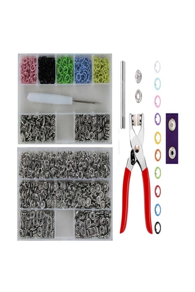 İşkur Makina 350 Set Metal Renkli Çıt Çıt Takma Çakım Komple Seti 9.5 mm.