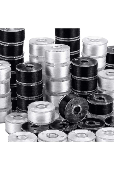 İşkur Makina Ev Tipi Aile Dikiş Makinası 30 Adet Siyah Beyaz Iplikli Plastik Masura