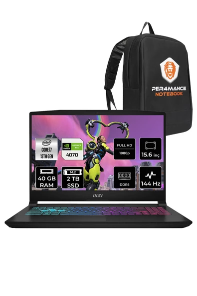 MSI Katana 15 i7 13620H 40GB 2TB SSD RTX4070/8GB 15.6" FHD 144HZ FDOS B13VGK-2023XTR & PER4 ÇANTA