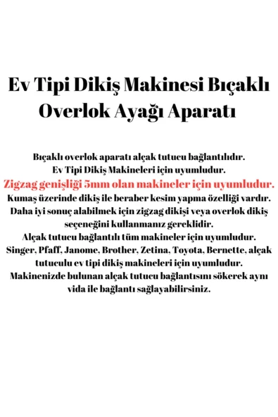 İrfmak Ev Tipi Dikiş Makinesi Bıçaklı Overlok Ayağı - 3