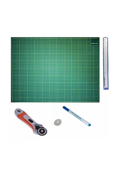 İşkur Makina Kesim Altlığı Patchwork Cutting Mat 45 Mm Rulet Kesici Komple Set - 2