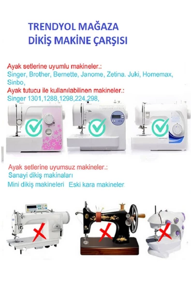 Bluemix Singer Zetina Beko Janome Brother Ev Tipi Dikiş Makinesi 16 Parça Ayak Seti - 4