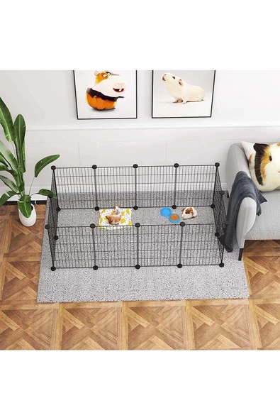 hodbehod Evcil Küçük Hayvan Kedi Köpek Kuş Evi Kafesi Oyun Parkı Portatif Taşınabilir Metal Tel 12 Panel - 3