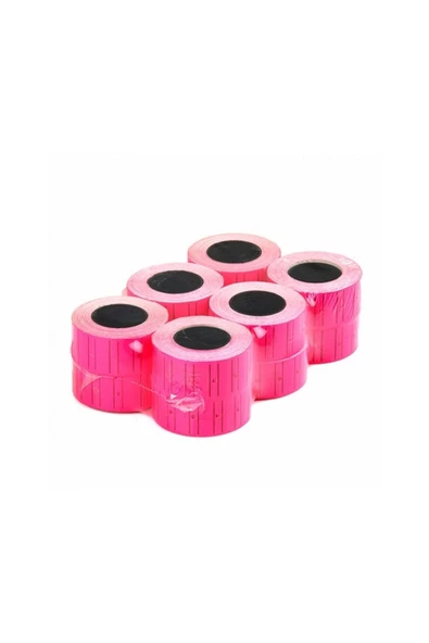 hodbehod Motex Fiyat Etiketleme Makinası Pembe Floresan Renk Etiketi 24 Rulo
