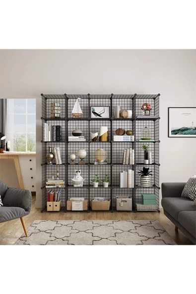 hodbehod 25 Bölmeli Metal Portatif Kitaplık Raf Dolap Organizer - 3