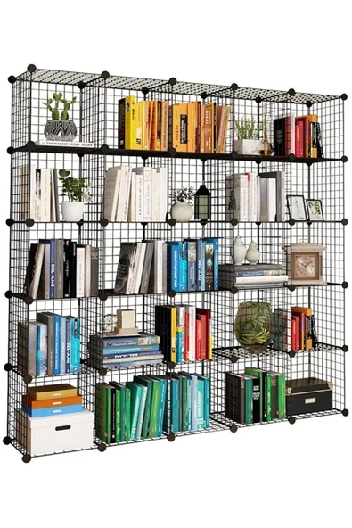 hodbehod 25 Bölmeli Metal Portatif Kitaplık Raf Dolap Organizer