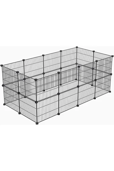 hodbehod 24 Panel Küçük Hayvan Kedi Köpek Kuş Evi Kafesi Oyun Parkı Portatif Modüler Taşınabilir Metal Tel - 3
