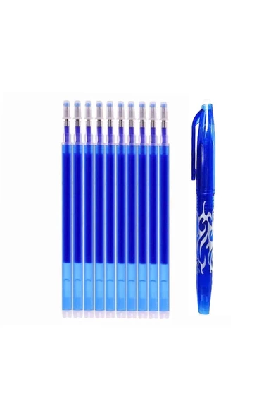 hodbehod Isı Ile Uçan Silinebilen Refill Kalem Içi Ve Kalem Mavi 11 Adet Set
