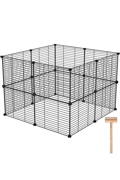 hodbehod 16 Panel Evcil Küçük Hayvan Kedi Köpek Kuş Evi Kafesi Oyun Parkı Portatif Taşınabilir Metal Tel - 3