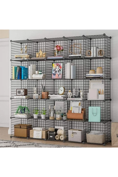 hodbehod 25 Bölmeli Metal Portatif Kitaplık Raf Dolap Organizer - 2