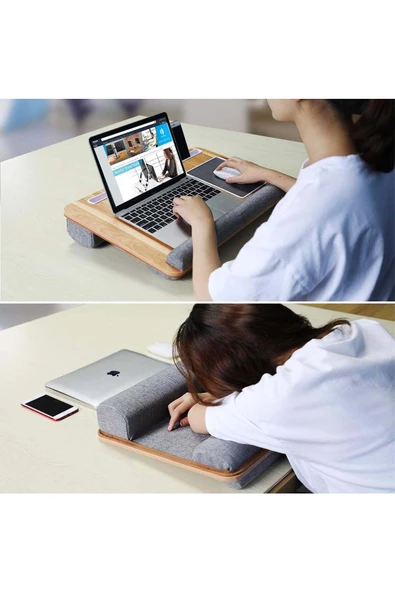 hodbehod Portatif Laptop Sehpası Tablet Bölmeli Yastıklı Notebook Masası - 4