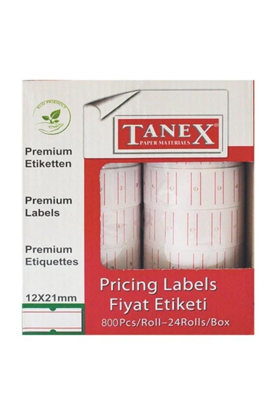 Tanex Fiyat Etiketi Çizgili 12 Mm X 21 Mm 24'lü Avantaj Paketi - 2