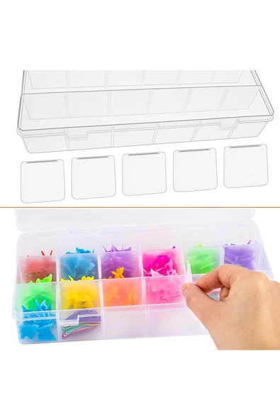 hodbehod 15 Bölmeli Vida Çivi Dübel Ayarlanabilir Organizer Plastik Kutu 3 Adet - 4