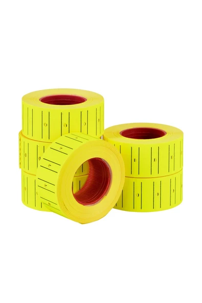 hodbehod Motex Fiyat Etiketleme Makinası Sarı Floresan Renk Etiketi 24 Rulo
