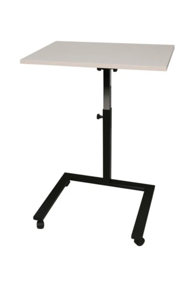hodbehod Tekerli Eğim Ve Yükseklik Ayarlı Laptop Masası Bilgisayar Sehpası Çok Amaçlı Sehpa Ekru - 3