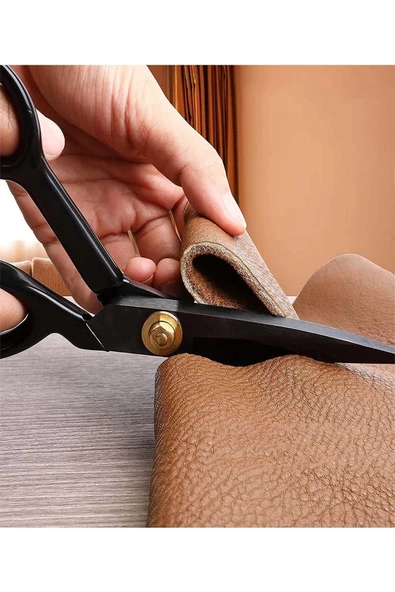 hodbehod 10 No 25.5 Cm Siyah Saplı Çelik Somunlu Profesyonel Kumaş Kesim Makası Set - 5
